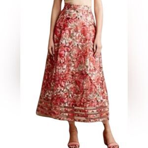 Sachin&Babi Straw Hill Floral Pink Midi Skirt Size 12
